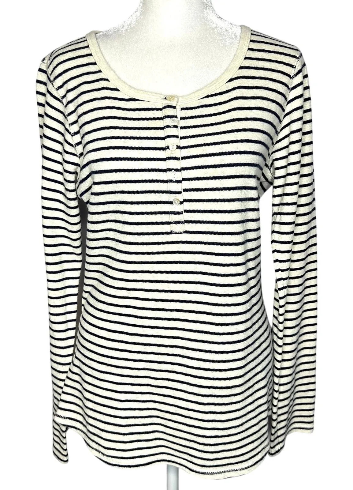 Scotch & Soda Maison Scotch Navy Blue Striped Cotton Crew Pullover Sweater 2 Med - Image 1
