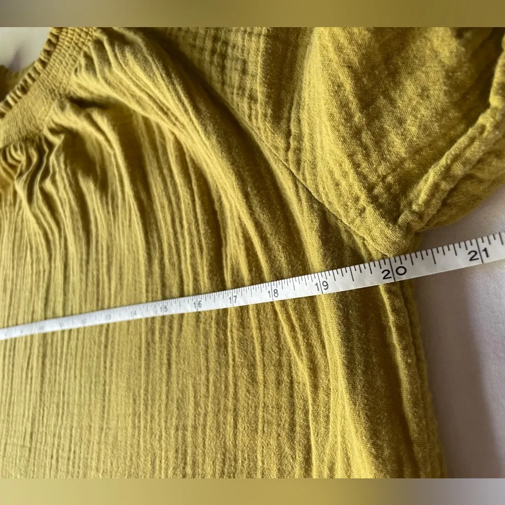 Universal Thread Smocked Gauze Yellow/Green Puff Sleeve BabyDoll Dress - Image 9