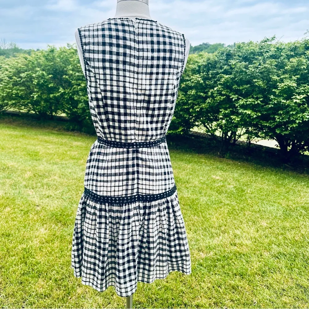 Derhy Women's Ferrure Black & Ivory Checked Jumper Dress Size M - Image 11