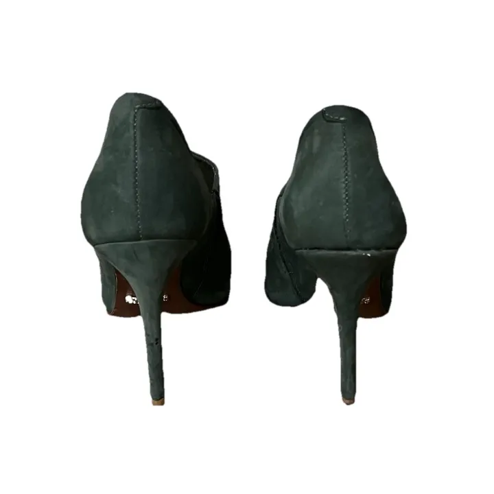 Schutz Green Suede D’Orsay Peep Toe Pumps 6B Women’s High Heel Classic Elegant - Image 5