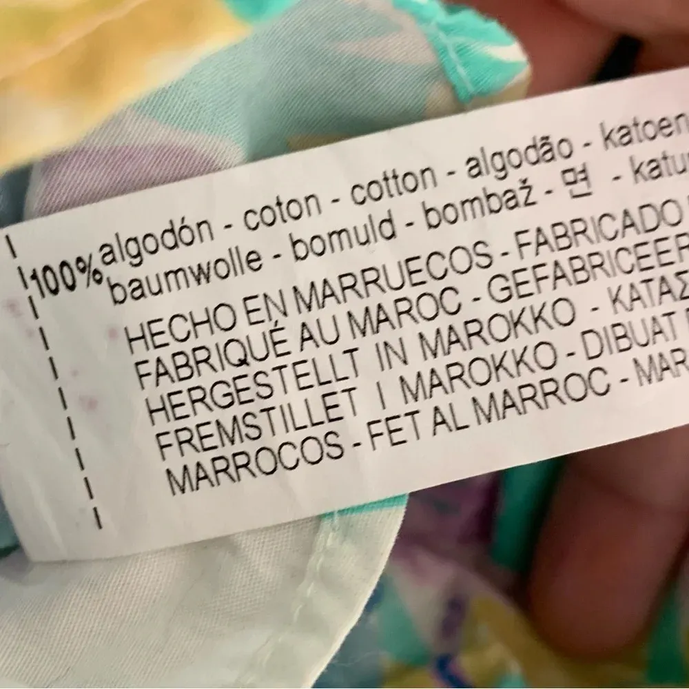 Zara Off Shoulder Puff Sleeve Cropped Top Pastel Floral Cotton Poplin Sz Large - Image 5