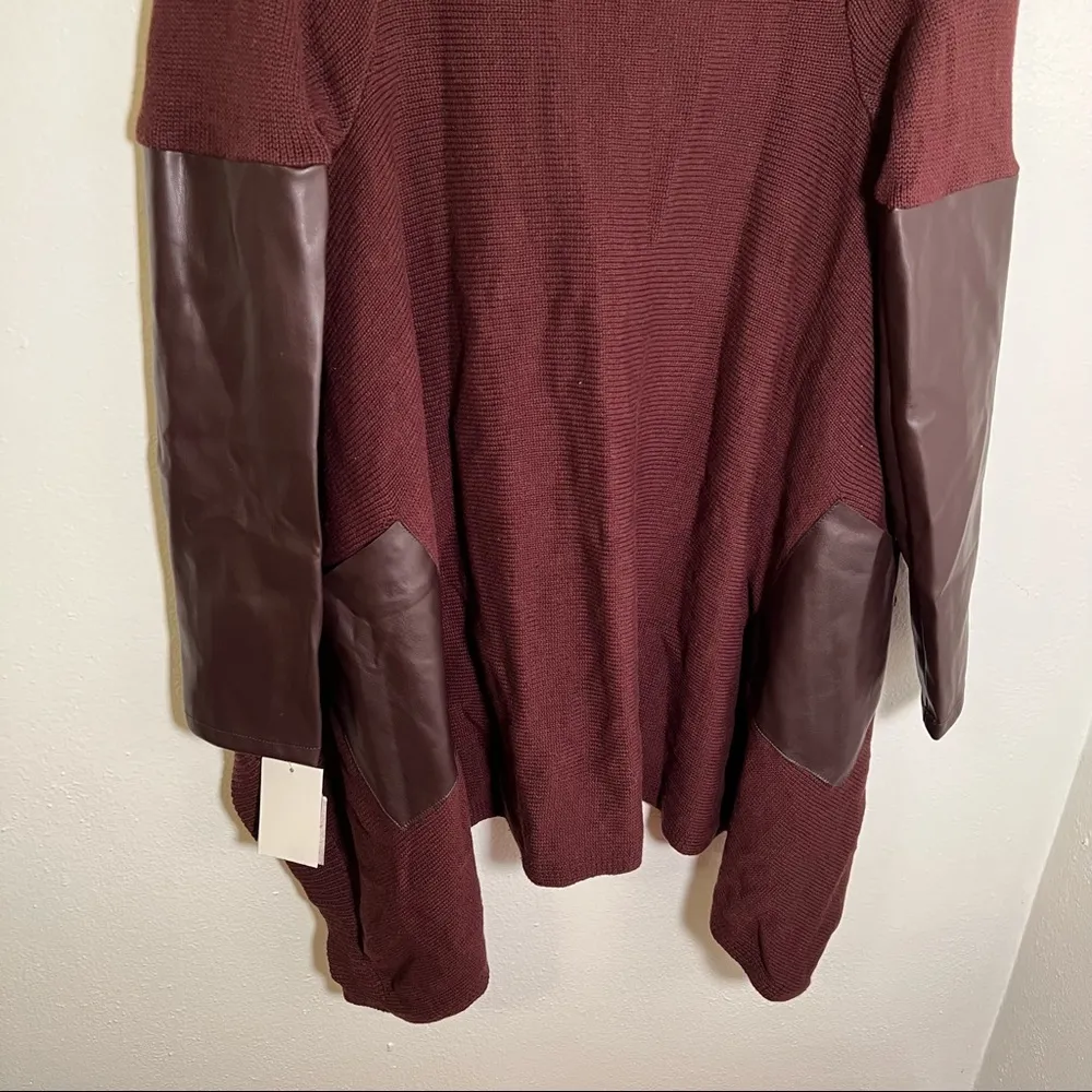 Blank NYC Faux Leather Trim High Low Cardigan Permanent Marker - Image 11