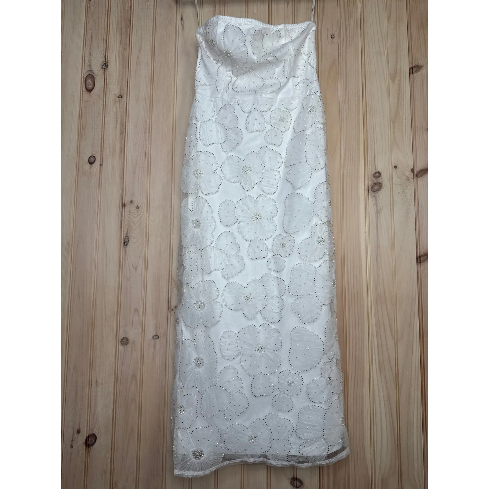 NWT Lulus Loving Mentality White Tulle Beaded Strapless Midi Dress Bridesmaid S - Image 2