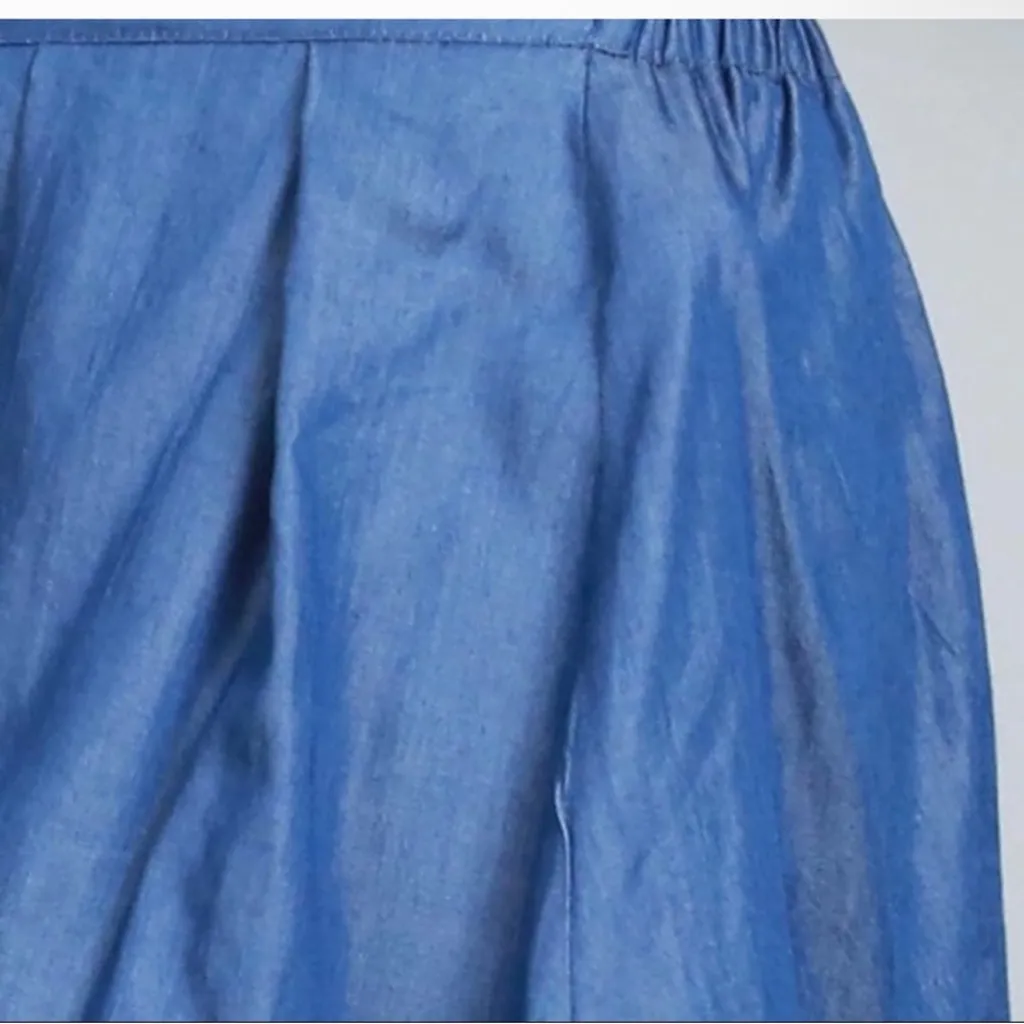 POL size S mini skirt. Blue Embroidered Women's Skirt, soft cotton denim - Image 3