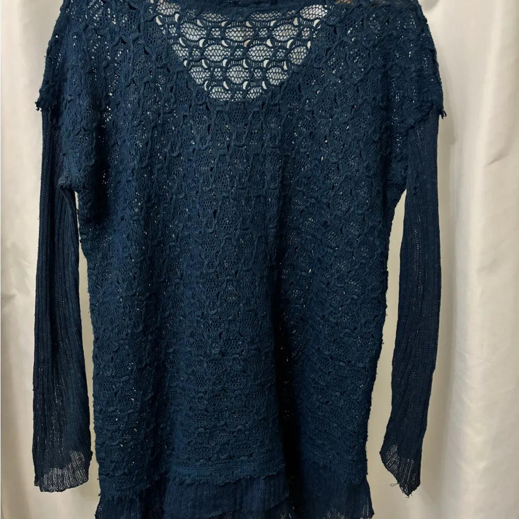 Free People Navy Long Sleeve Lace Top - Image 12