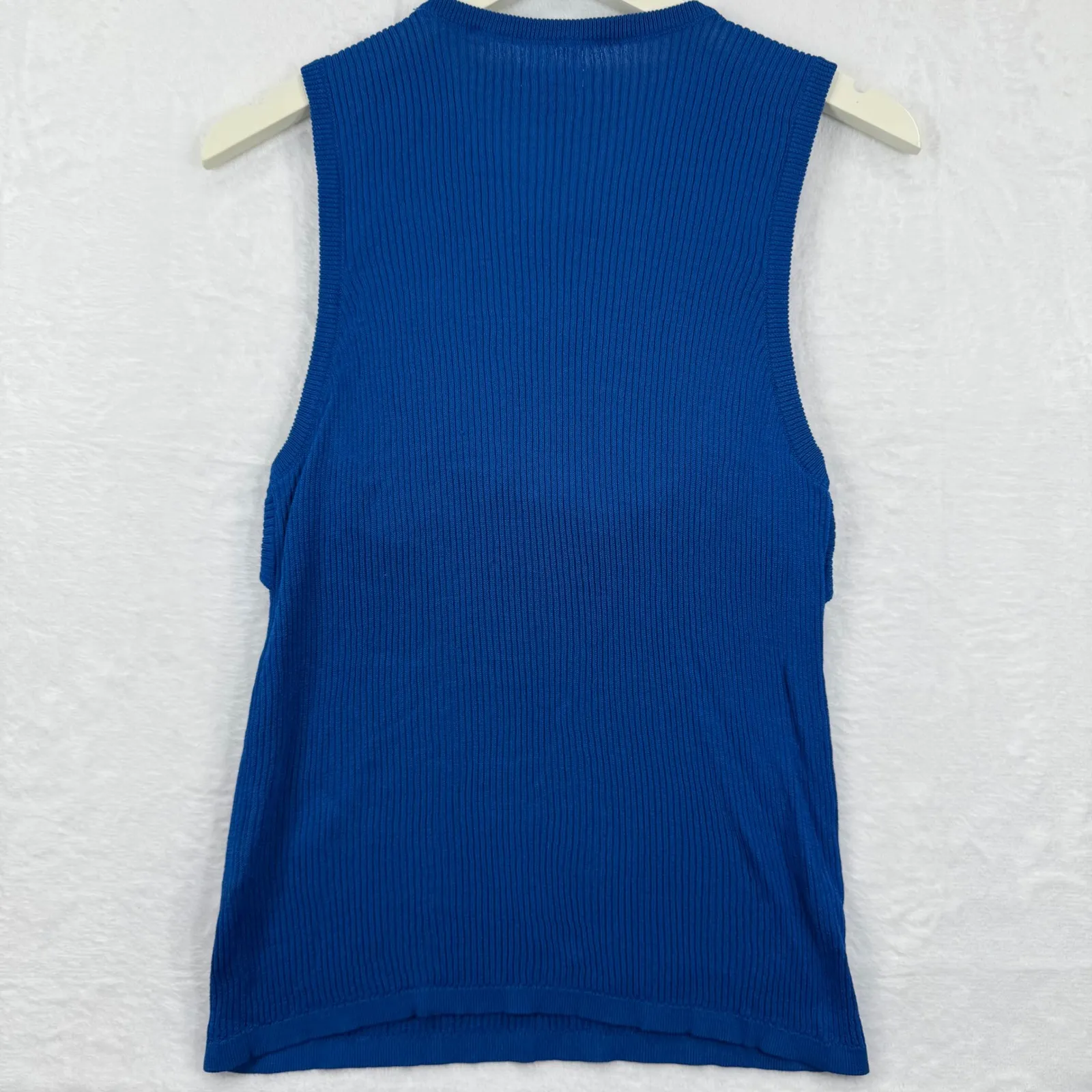 PILCRO Women's Royal Blue‎ Ribbed Twist Front Sleeveless Tank Top XL - Image 8