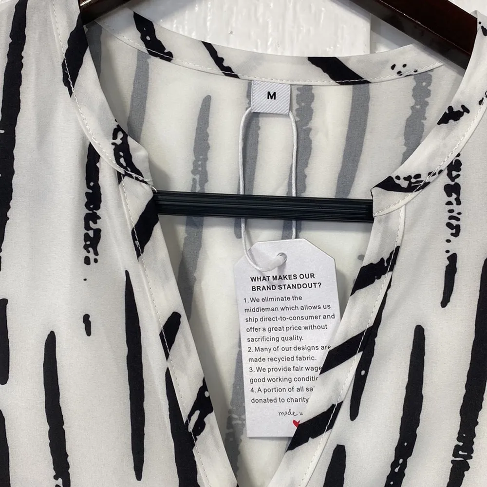 NWT Made with love ❤️ black & white ruffled shoulder drop waist dress si… Size M - Image 3