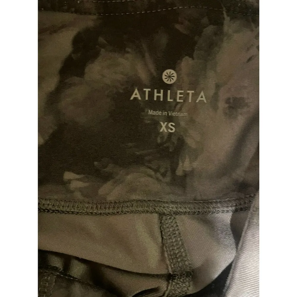 Athleta High Rise Floral Crush Chaturanga Tight Leggings Size XS Tie dye Gray - Image 4