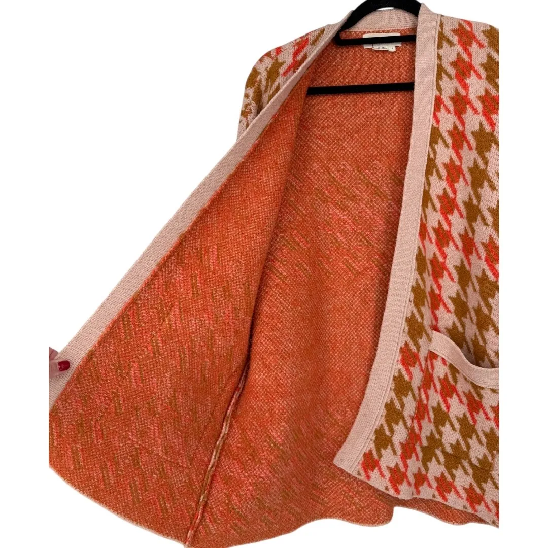 Anthropologie Edith Houndstooth Open Front  Knit Cardigan‎ Sweater Size Small - Image 6