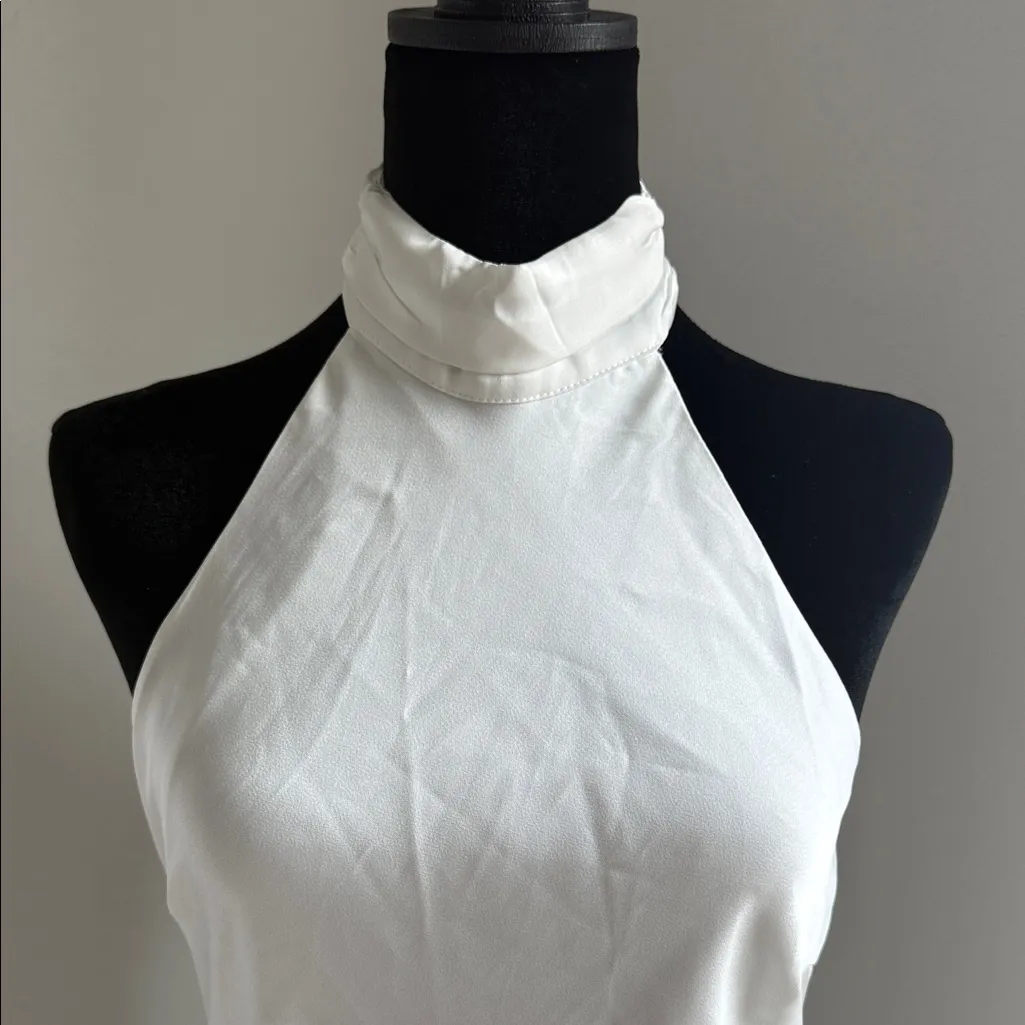 Elegant White Halter Maxi Dress Size M - Image 7