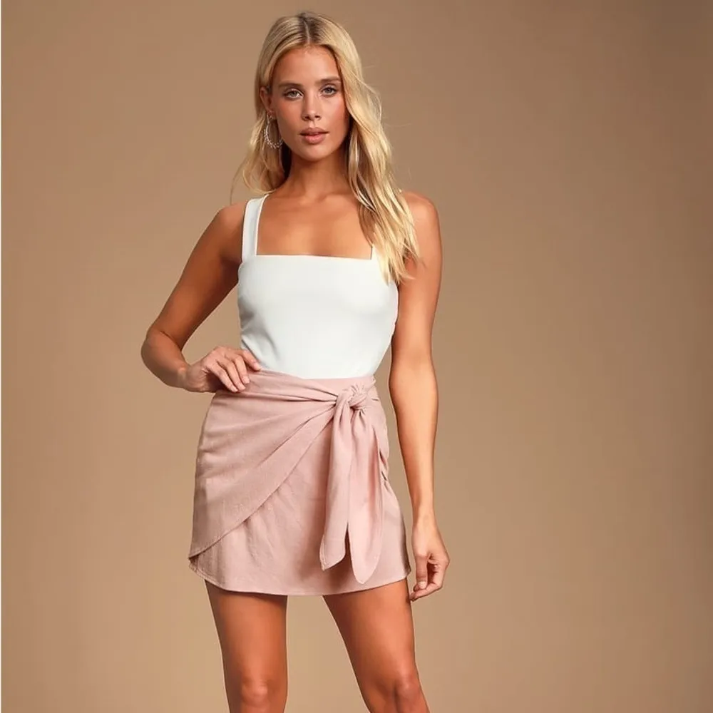 LULU’S Ayla Blush Pink Tie Front Mini Skirt - Image 3