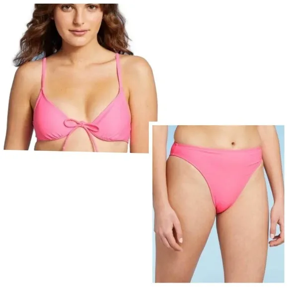 Xhilaration Jrs Pink Underwire + Cheeky High Leg Bikini Set XS 00 NEW - Image 2