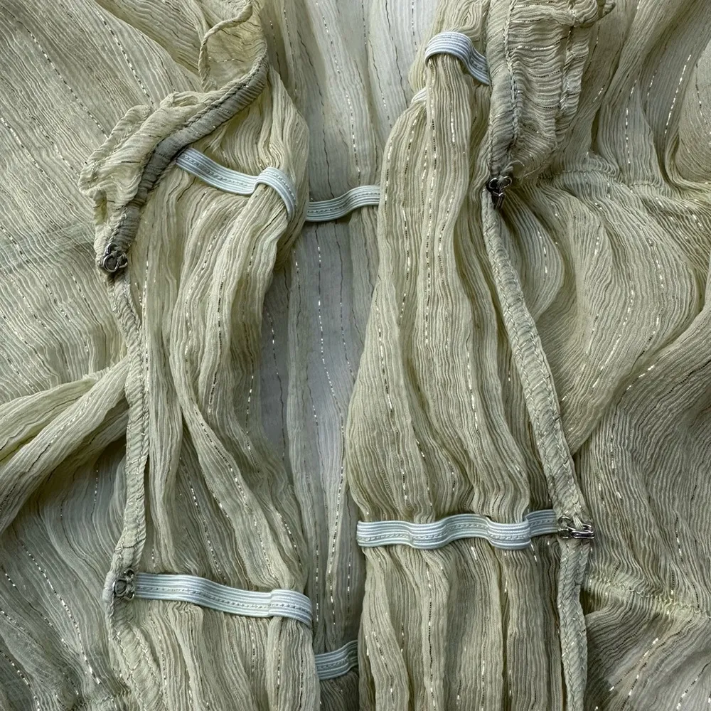 Hansen & Gretel Ithica Sheer Gold Detail Crop Top in Citron Green - Size Small - Image 5