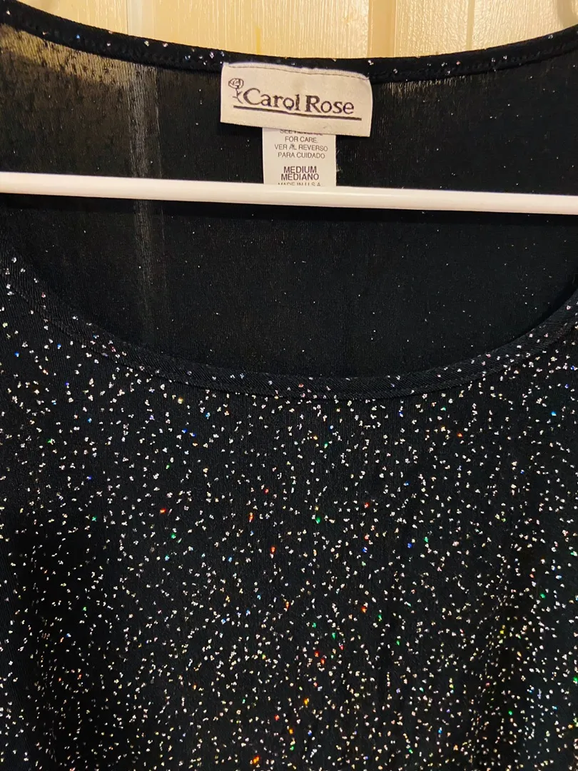 Vintage  glitter black long sleeve shirt - Image 4