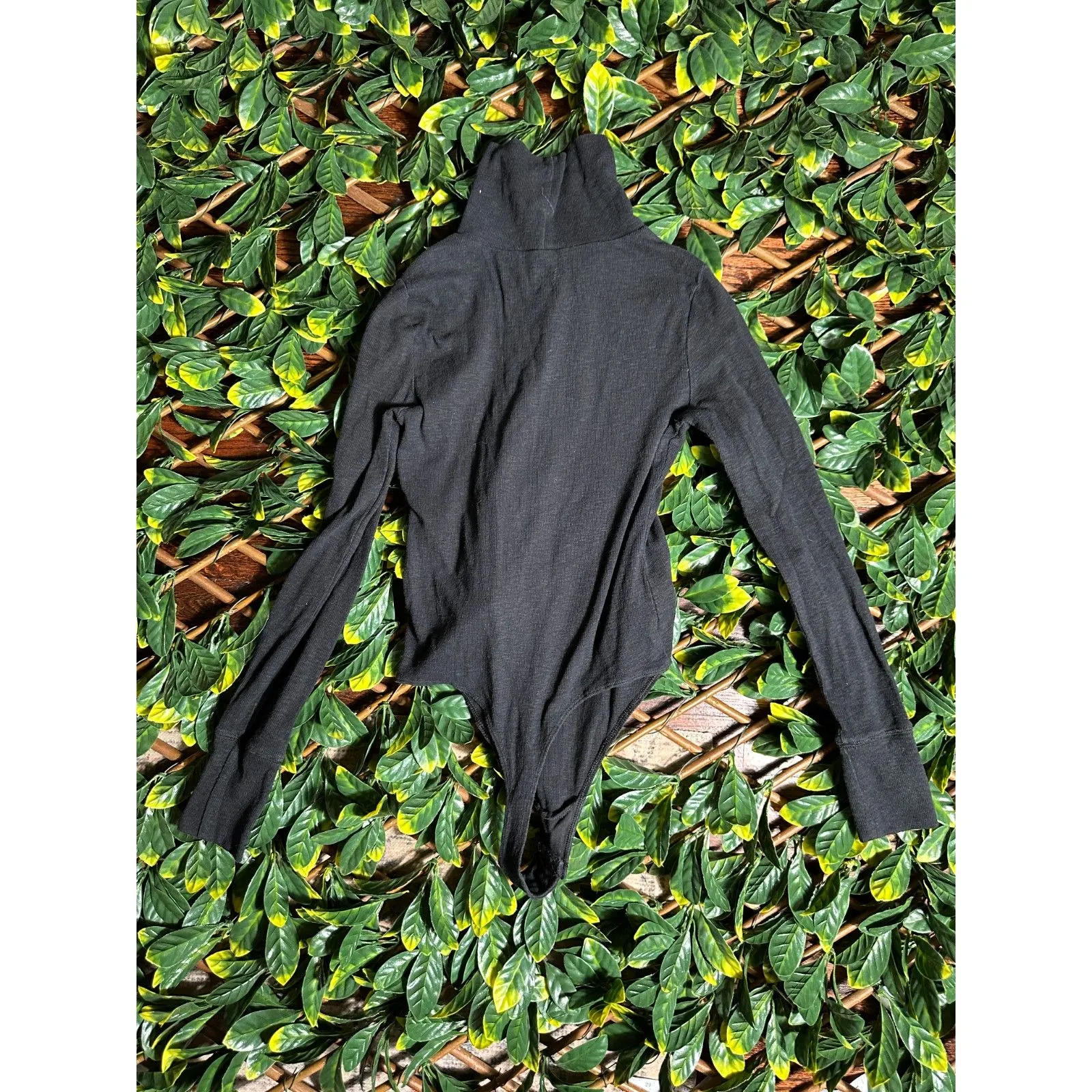 Aerie Black Ribbed Longsleeve Bodysuit Size Small - Image 5