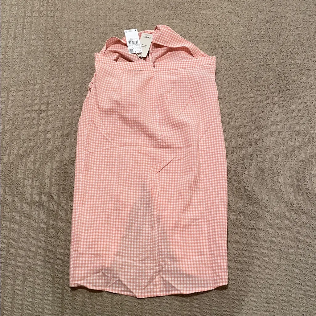 MNG Mango Peach Checkered Halter Dress - Image 2