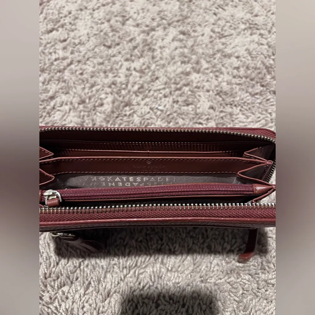 Kate Spade Pebbled Leather Zip-Around Wallet – Red – Pre-Owned, Great Condition - Image 4