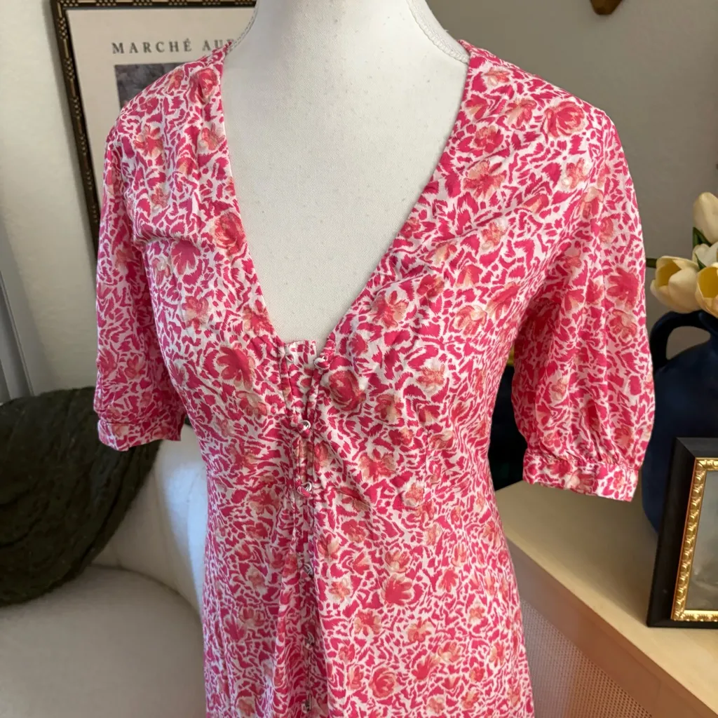 MISA LOS ANGELES Betsee Midi Dress Floral Button Down Cotton Dress Size XS - Image 4