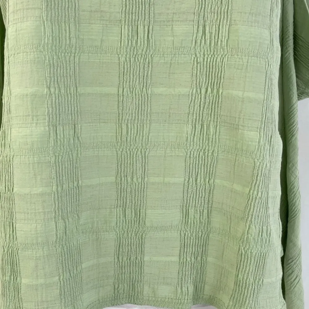 New Topshop Textured Cold Shoulder Long Sleeve Top Sage Green Size 4 - Image 4