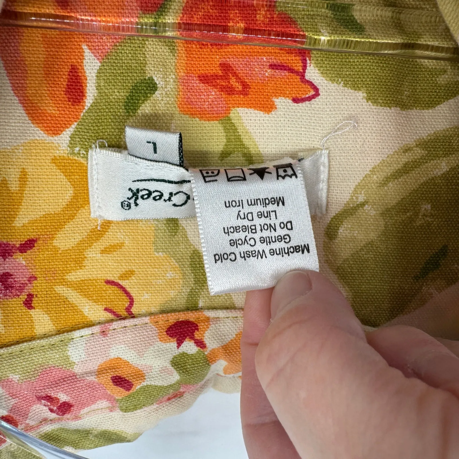 Coldwater Creek Floral Button Up Shirt Jacket  Womens Large Orange Green Garden - Image 6