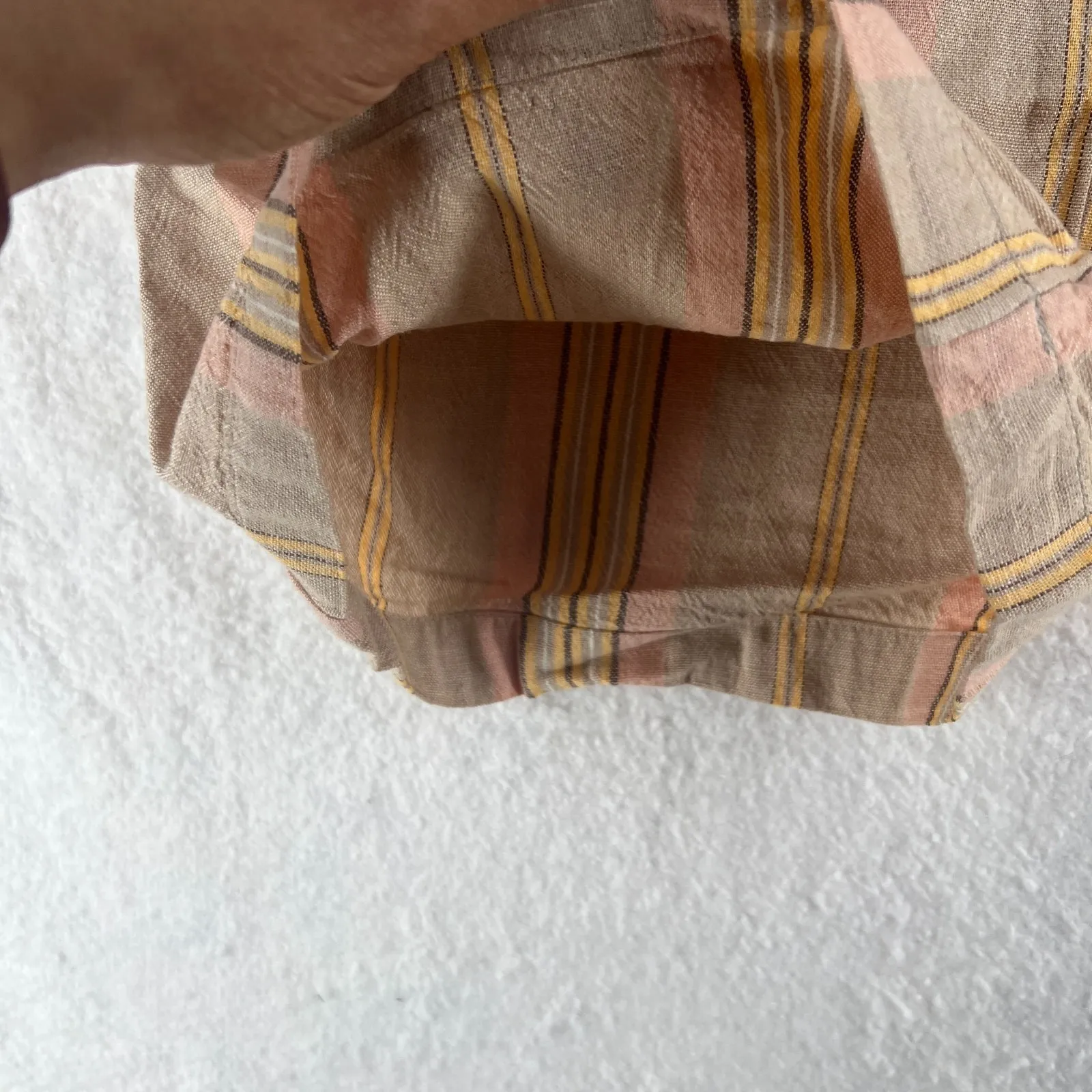 American Eagle Outfitters Paperbag Pants Womens M Beige Striped Belted Wide Leg - Image 5