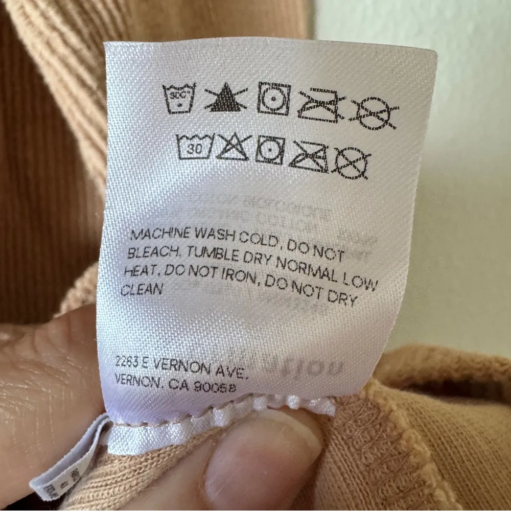 Reformation Tan Ribbed Short Sleeve Sweater Dress Womens S Channing Mini Preppy - Image 6