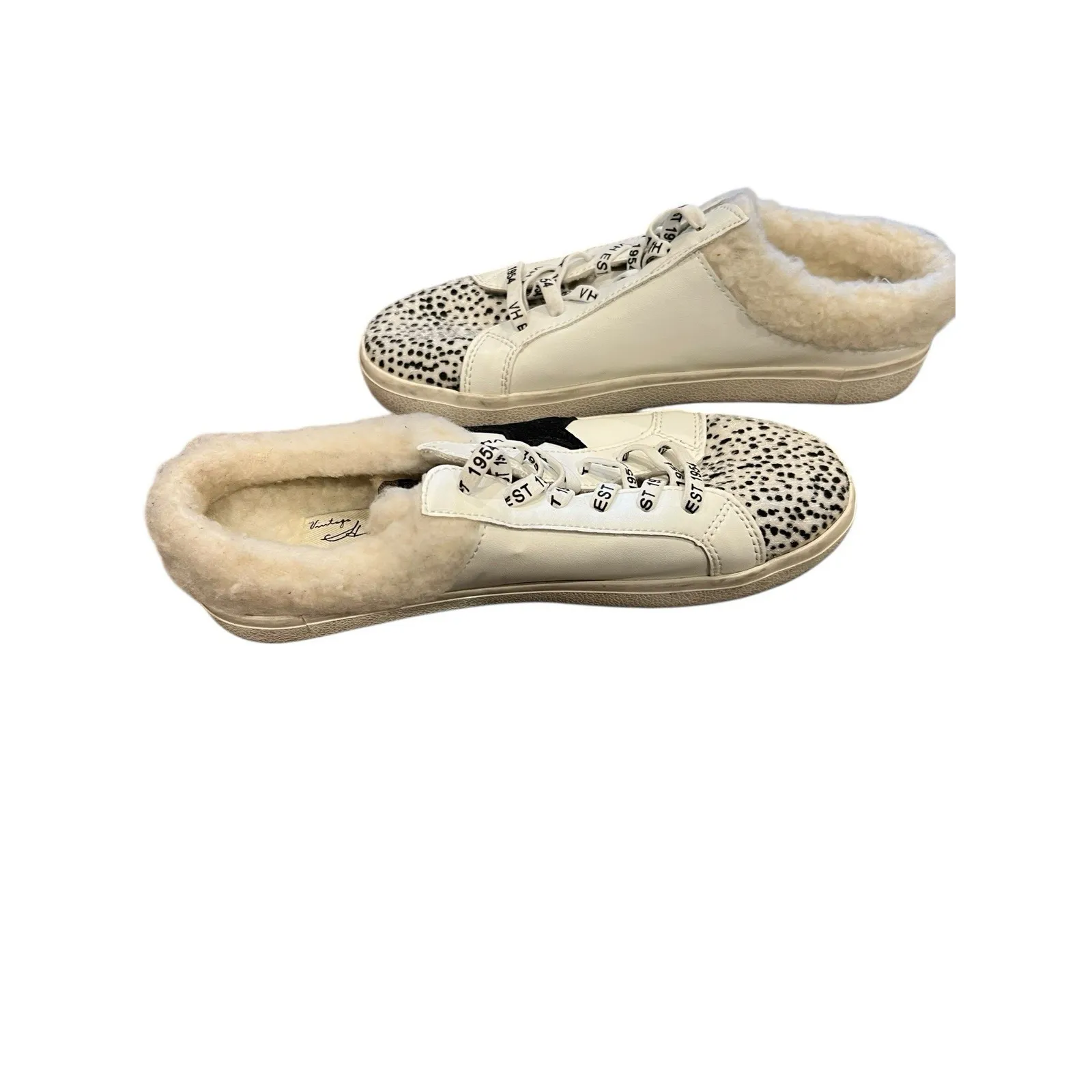 Vintage Havana Faux shearling & calf hair mixed media slip-on runner sneaker 8.5 - Image 7