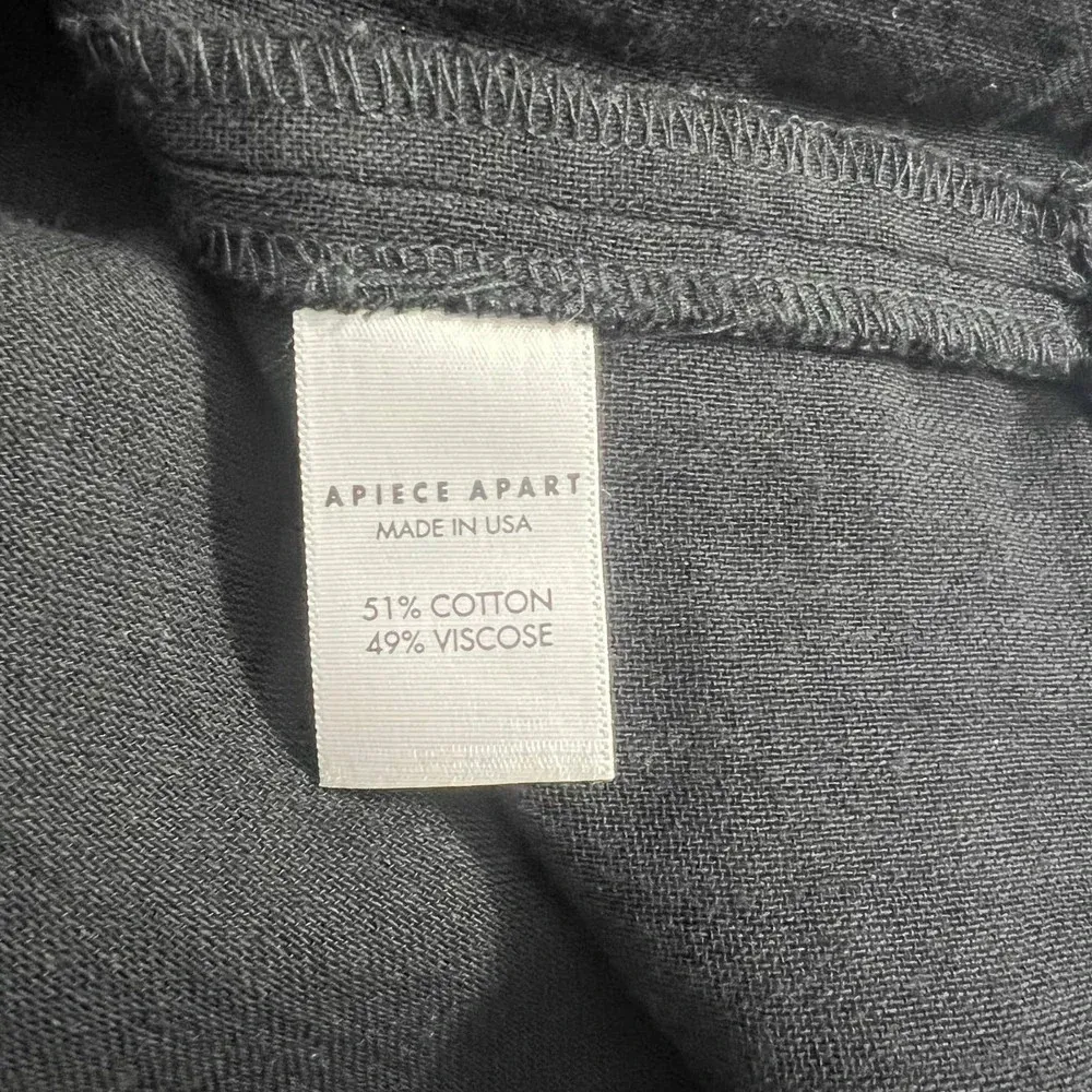 Apiece Apart‎ One Shoulder Dress Asymmetric Cape Sleeve Cotton Black Size US 6 - Image 12