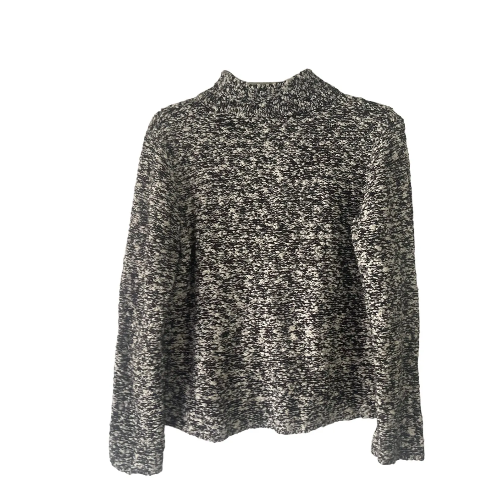 WindiRiver Women's Size Medium Black White Knit Full Zip Cardigan Sweater - Image 7