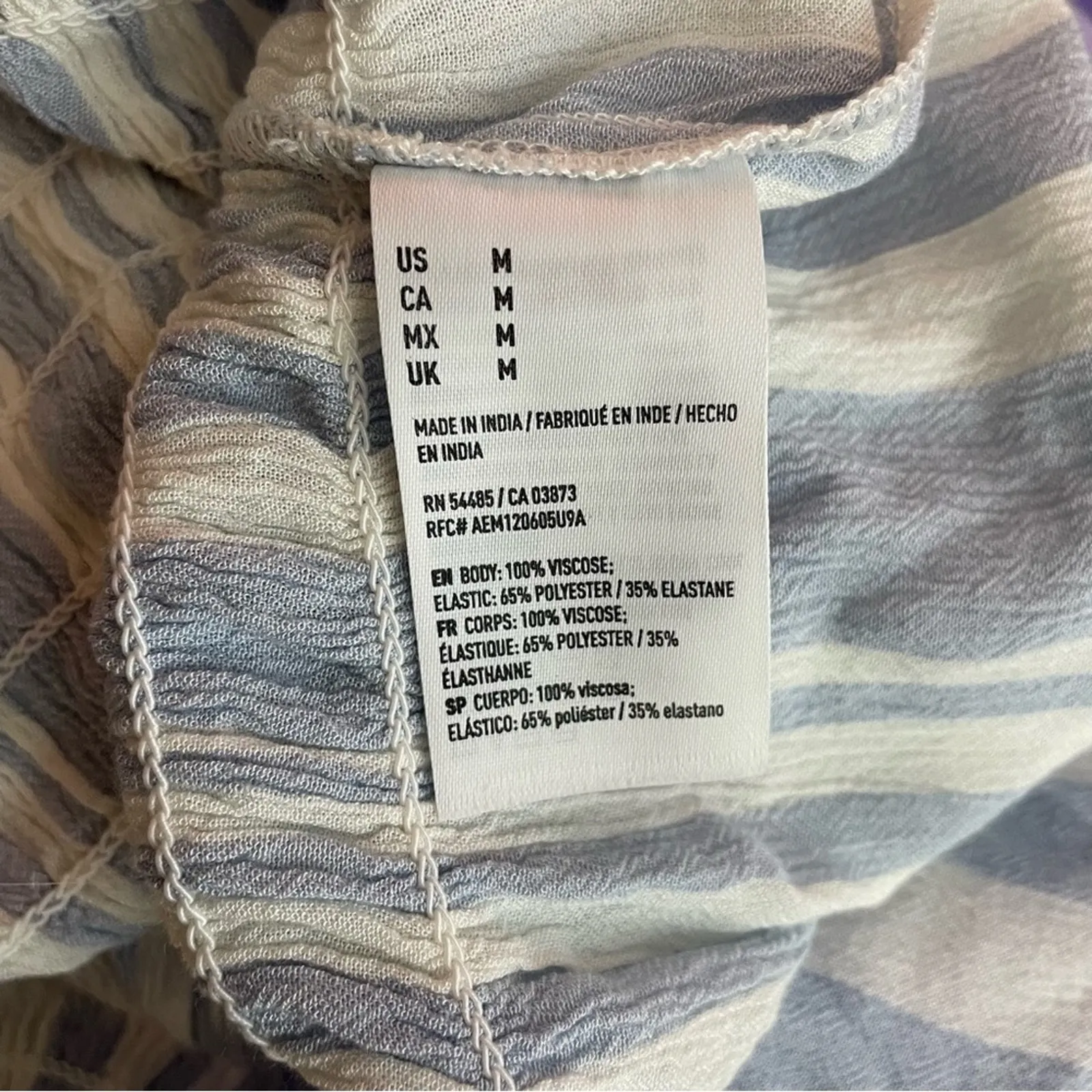 American Eagle Blue Stripe Smocked Ruffle Sleeveless Peplum Tube Top shirt M new - Image 11