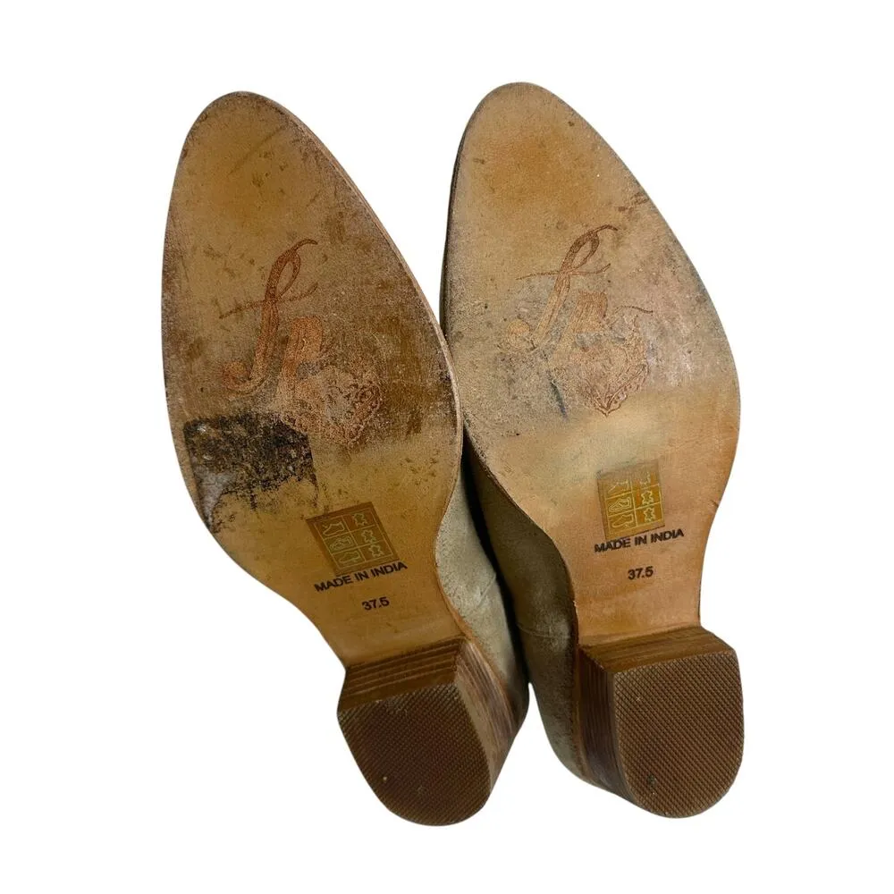 Free People‎ Charm Double V Ankle Boots Camel Suede Size Beige 37.5 US 7 - Image 9