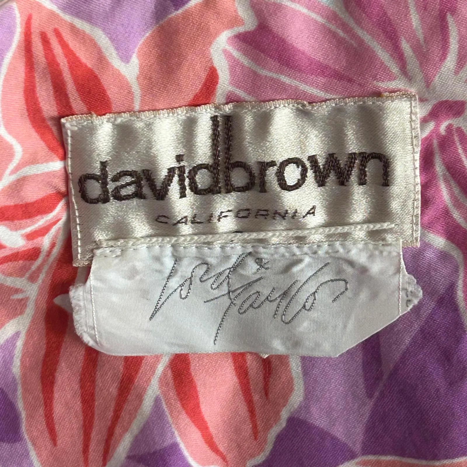 Vintage David Brown California Floral Kaftan Dress Housecoat Size SP 80s Retro - Image 5