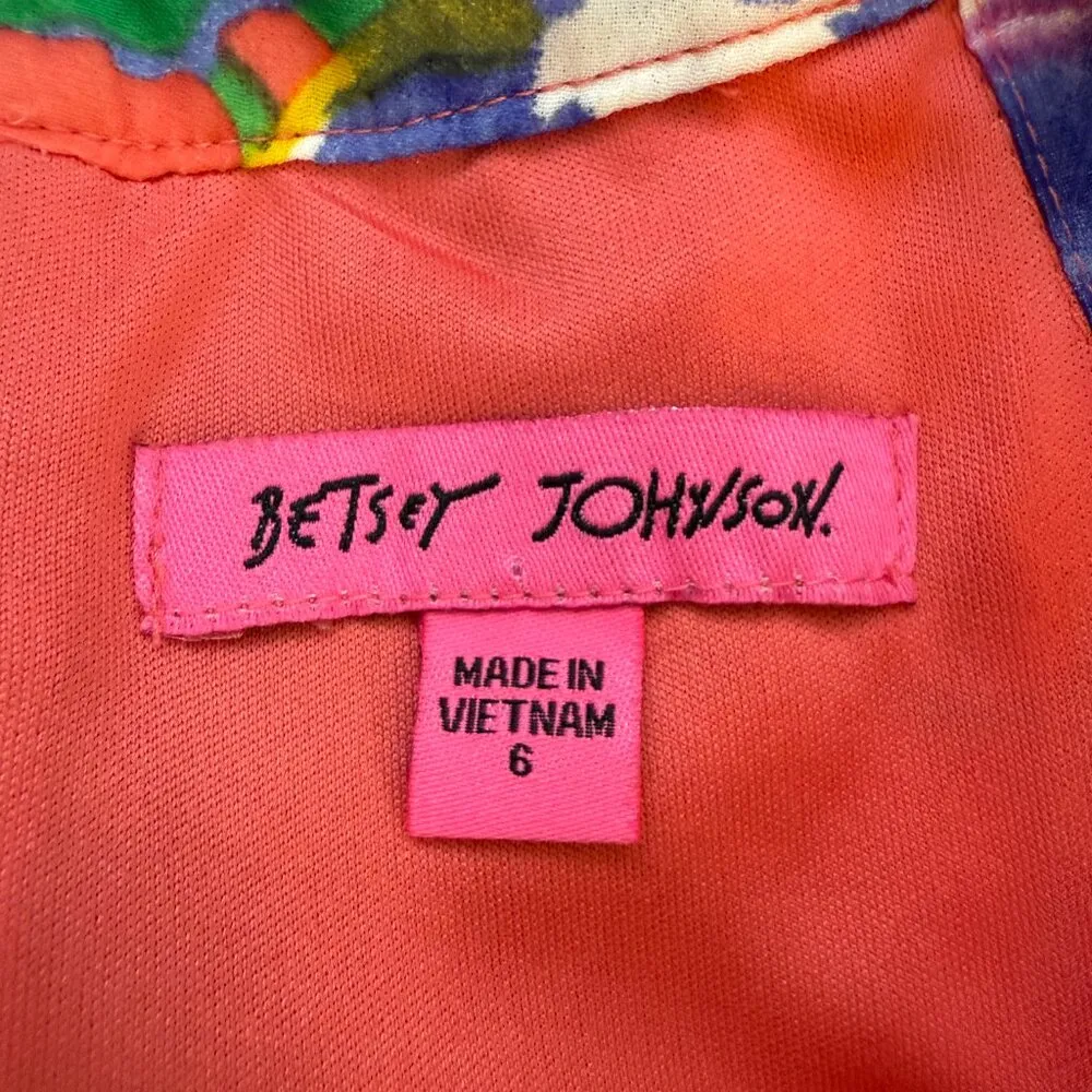 Betsey Johnson Y2K Floral Chiffon Mini Dress Women's 6 Orange Retro Party Event - Image 10