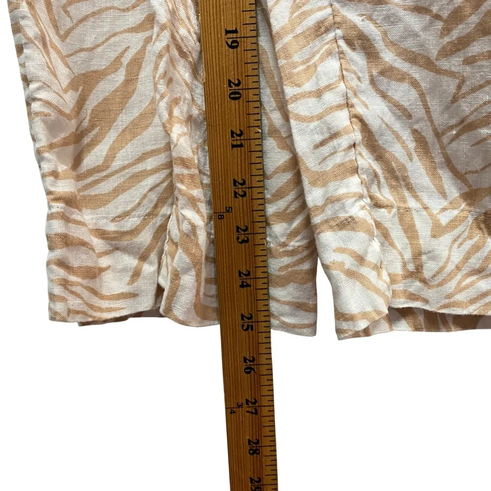 Nicole Miller 100% Linen Large Pants Zebra Print Wide Leg Elastic Waist Beachy - Image 8