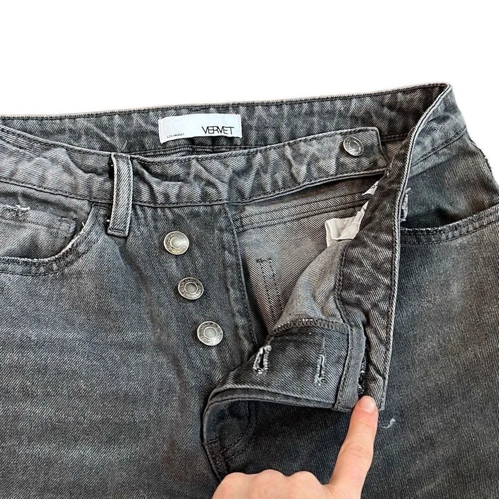 Vervet Kassie Boyfriend Crossover Jeans Gray Ripped Distressed Size 26 - Image 6