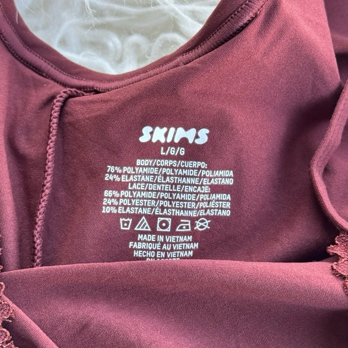 Skims Fits Everybody Lace Slip Dress Oxblood Size Large - Image 10