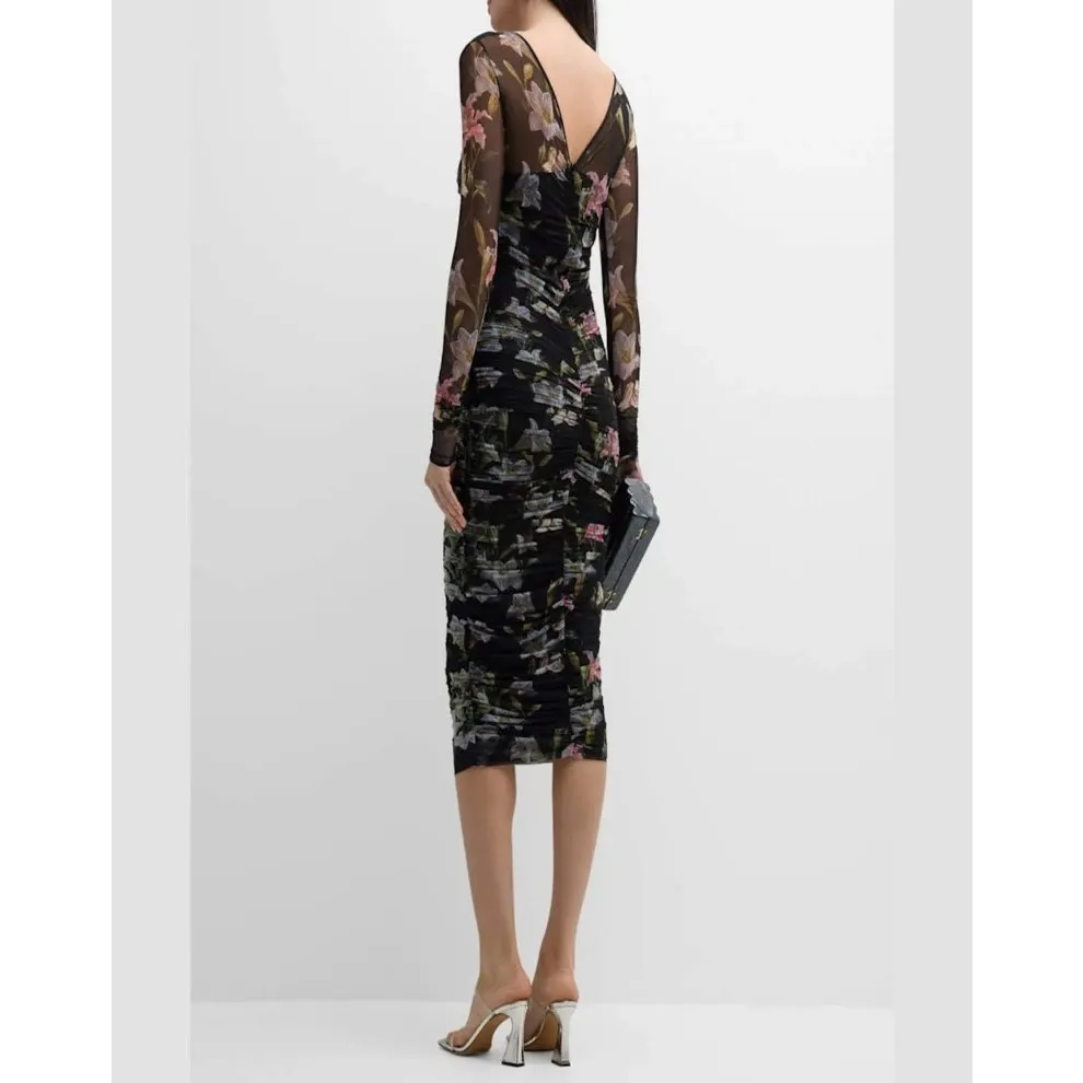 Chiara Boni La Petite Robe Amonia Illusion-Sleeve Midi Dress Size 38 (2 US) - Image 2