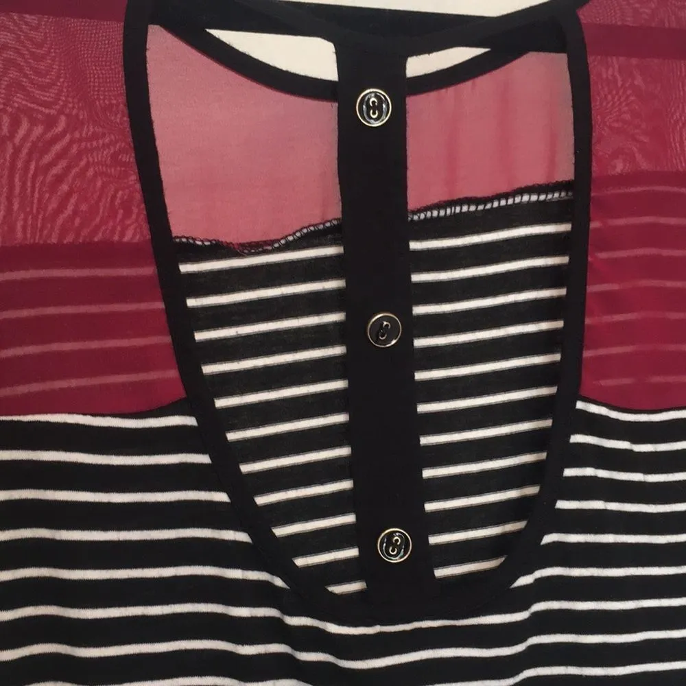 Maroon & Black Cutout Blouse Size M - Image 3