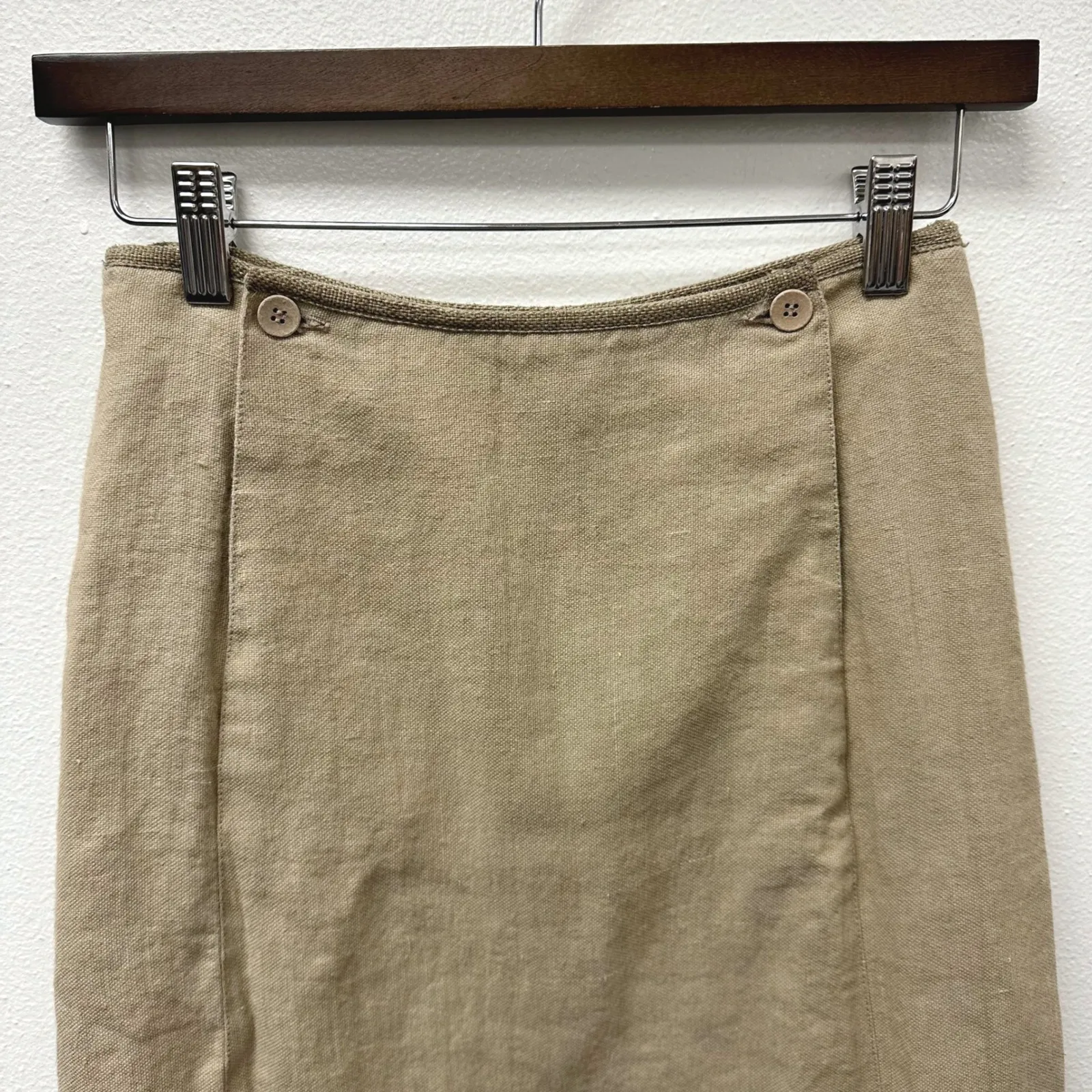 Vintage Fendi A-Line Twill Ramie‎ Skirt Beige Size 6 - Image 2