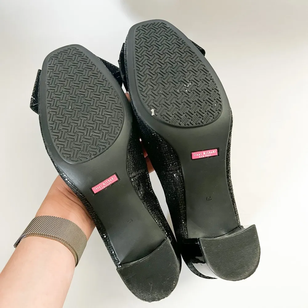 ISAAC MIZRAHI Black Glitter Vivian Bow Pumps Size 6.5 - Image 93