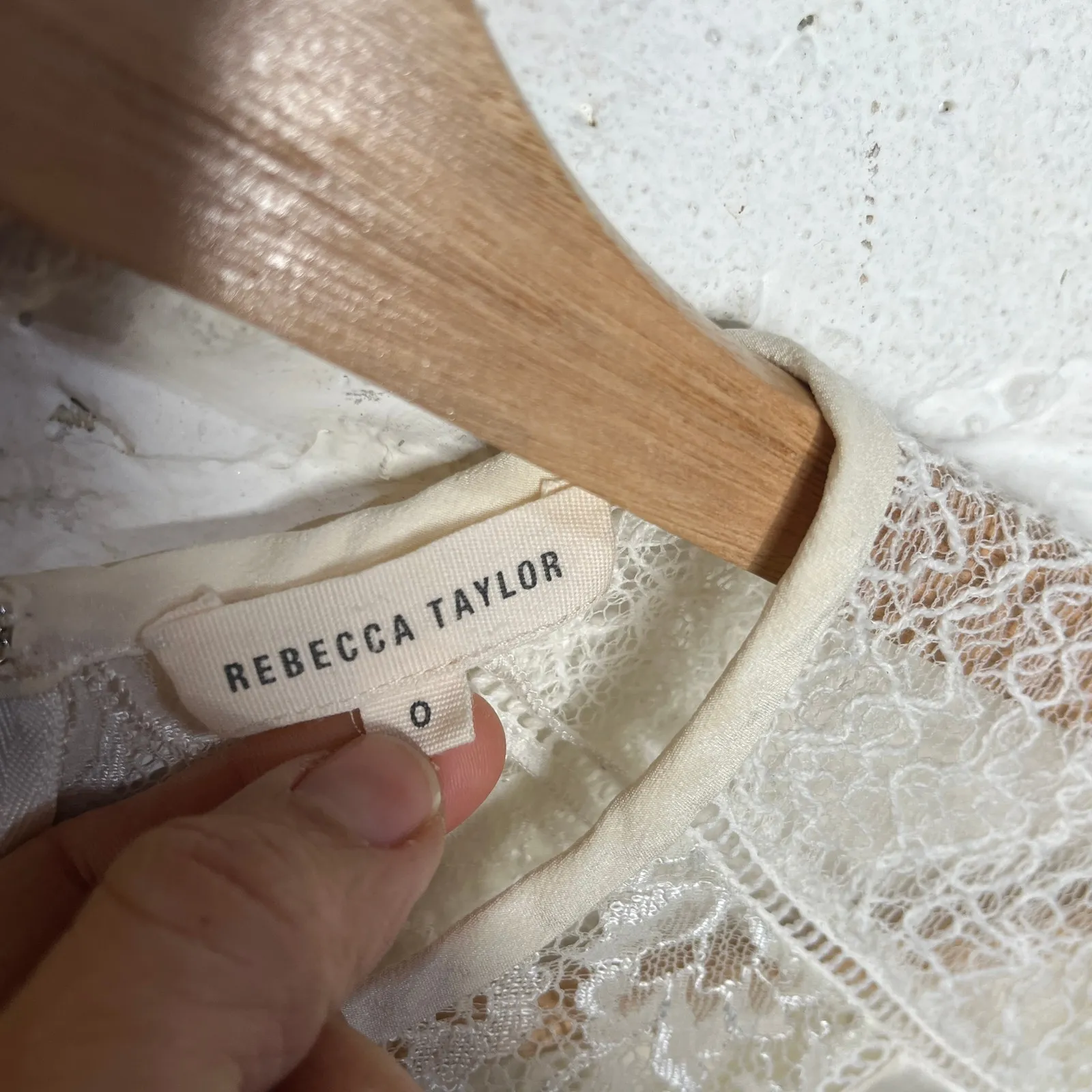 Rebecca Taylor Silk Lace Blouse Romantic Chic 3/4 Sleeve Women Ivory Size 0 - Image 3