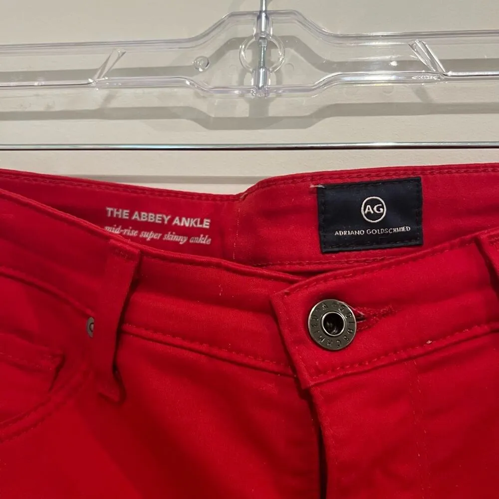 AG Adriano Goldschmied The Abbey Ankle Women 29R Red Pant Novelty Classic Midris - Image 4