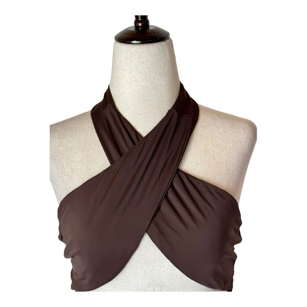 Tiger Mist Brown Cross Tie Halter Neck Archie Top Size‎ XS - Image 4