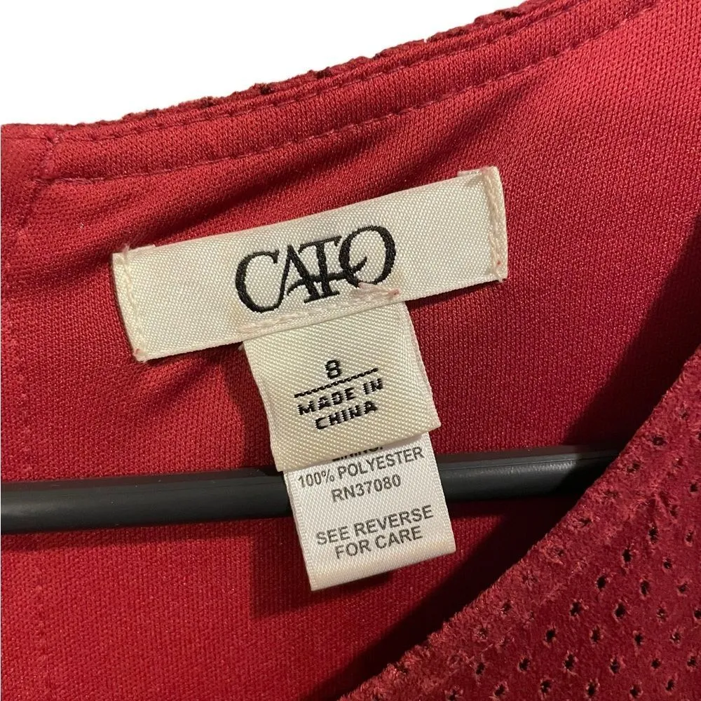 Cato Burgundy Eyelet Faux Suede Mini Shift Dress - Image 7