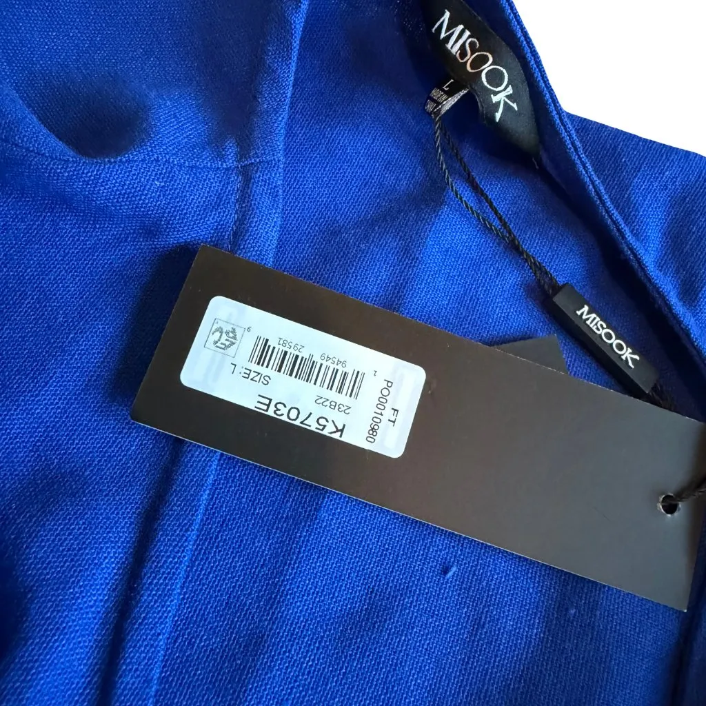 Misook Royal Blue Eyelet Midi Dress Short Sleeve Party Size Large Women's NWT - Image 7