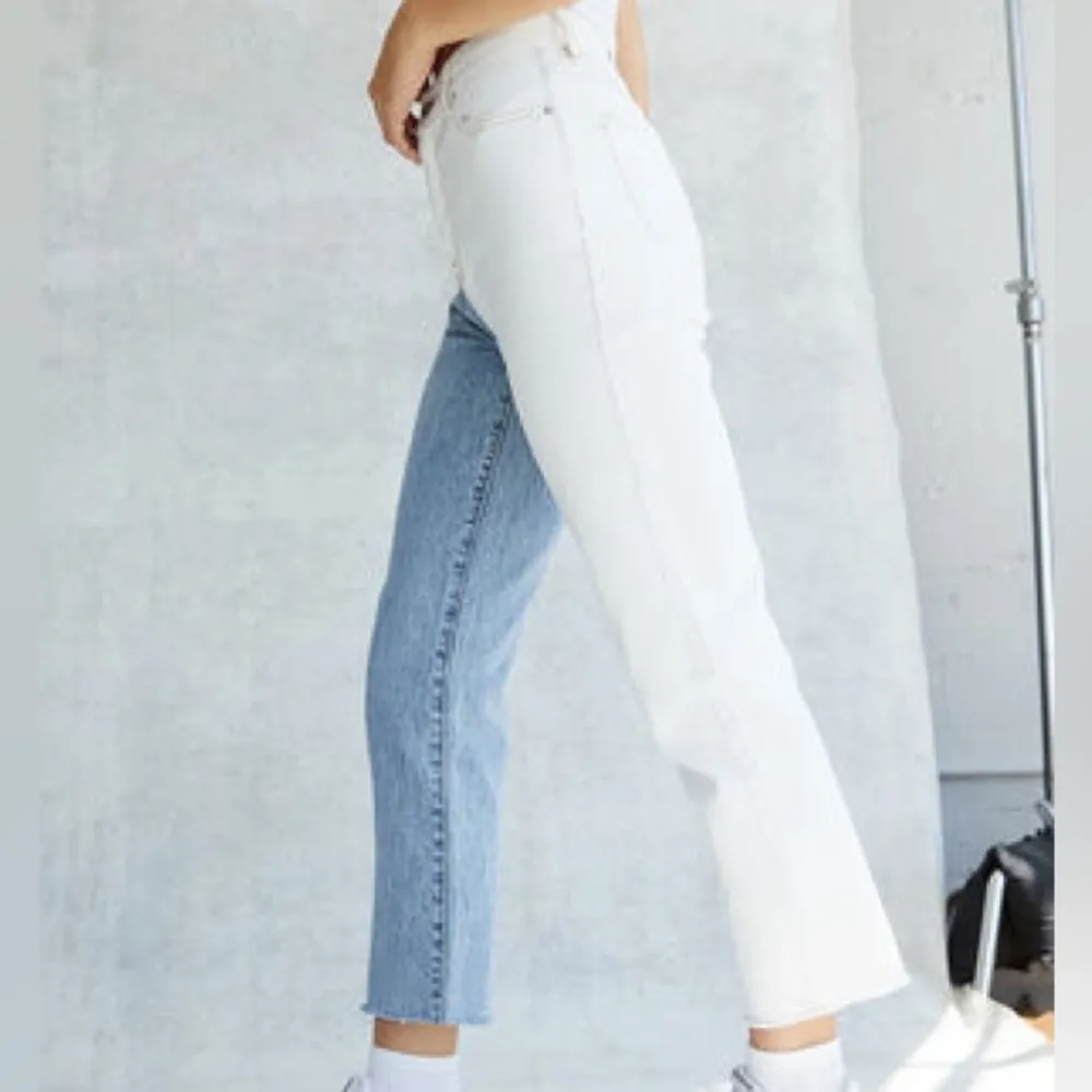 Eco White Two-Tone High Waisted Straight Leg Jeans - Image 7