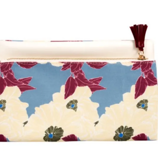 Rachel Pally Foldover Clutch – Canvas & Vegan Leather – 10" x 6.5" - Image 2