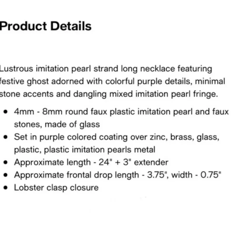GLOW IN THE DARK Betsey Johnson Ghost Pearl Fringe Long Pendant Necklace - Image 4