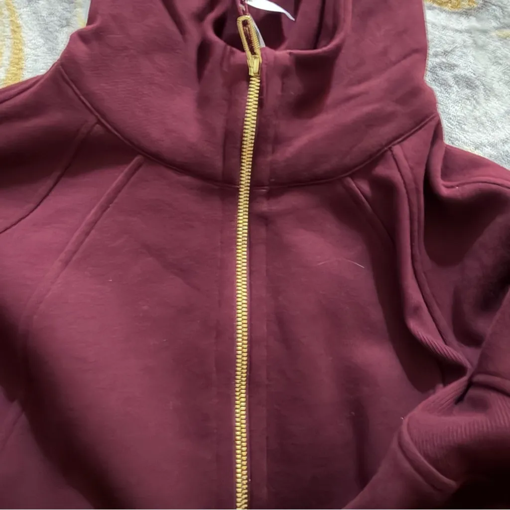 Lululemon oversized scuba half zip hoodie maroon and gold zipper XS/s - Image 3