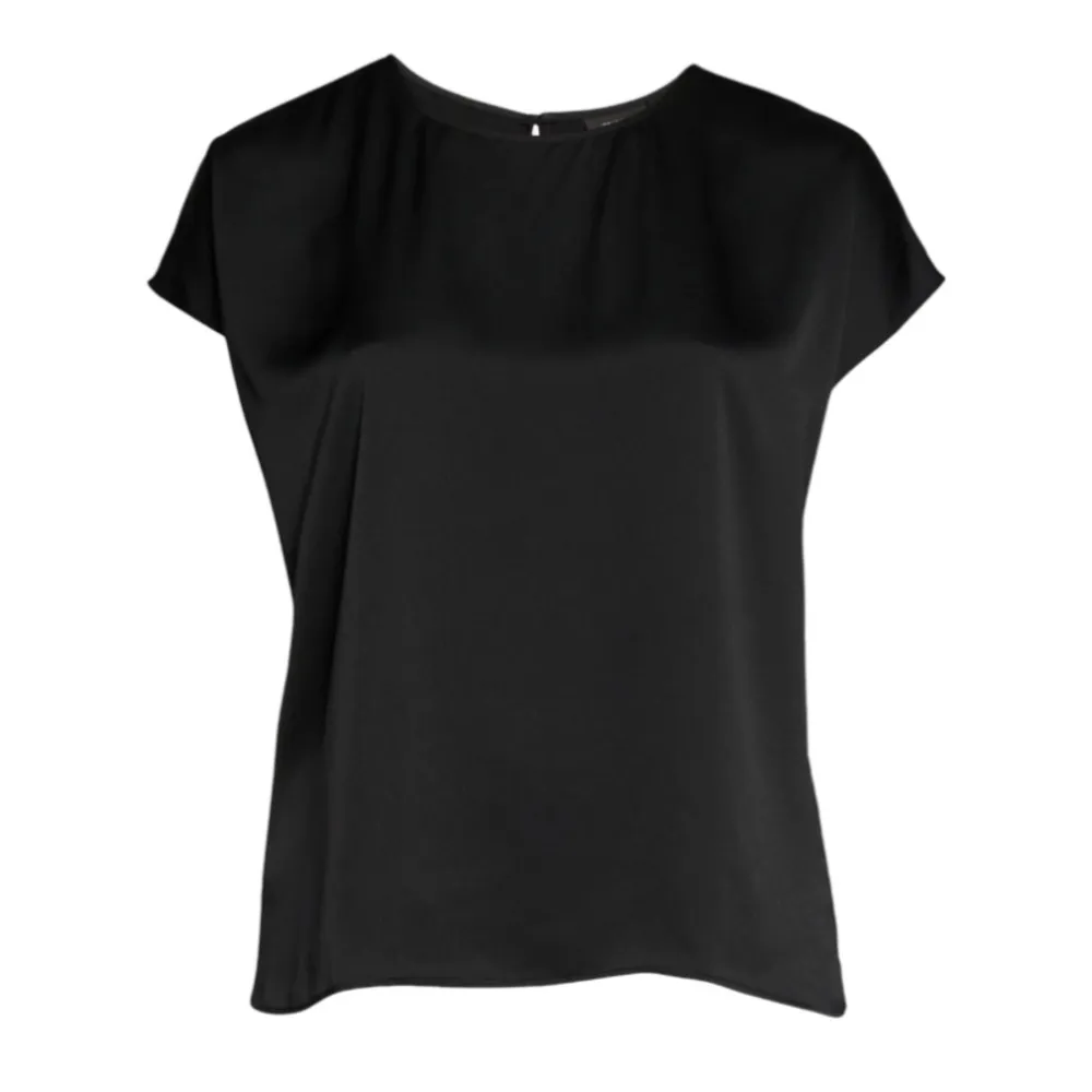 Halogen Cap Sleeve Satin Top - Rich Black - Image 2
